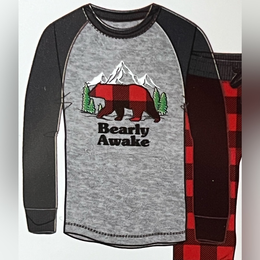 Men’s XL plaid pajama set pants and shirt new with tag famjams Bearly Awake